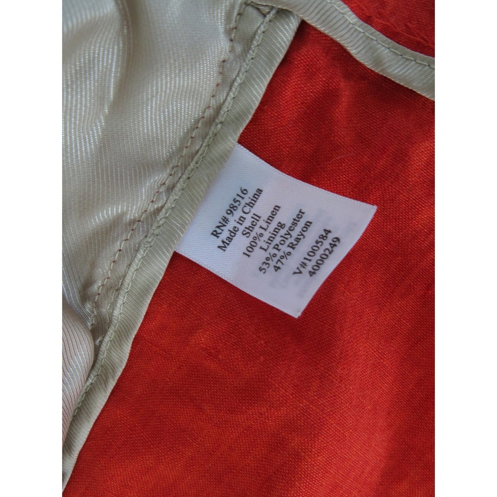 Coldwater Creek Womens 10 Bright Red Linen Open Front Longline Jacket Blazer - Picture 5 of 9